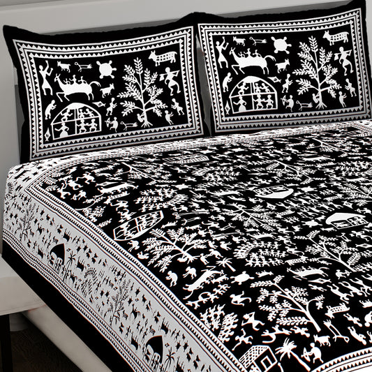 Black & White King Size 100% Cotton Bedsheets