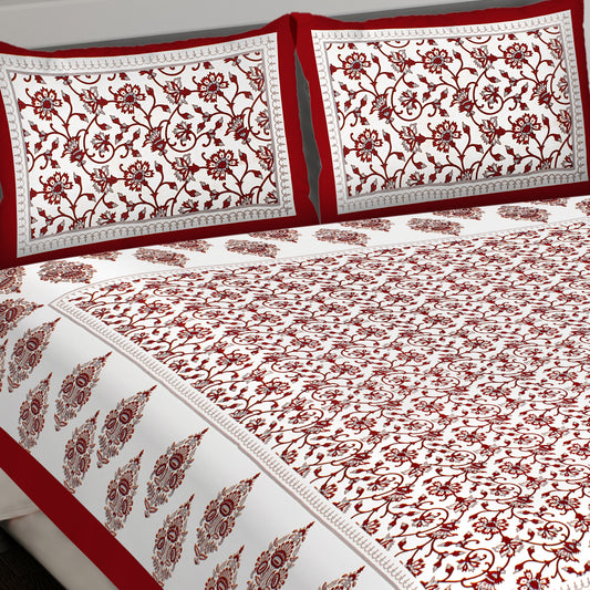 Floral Motif King Size 100% Cotton Bedsheets