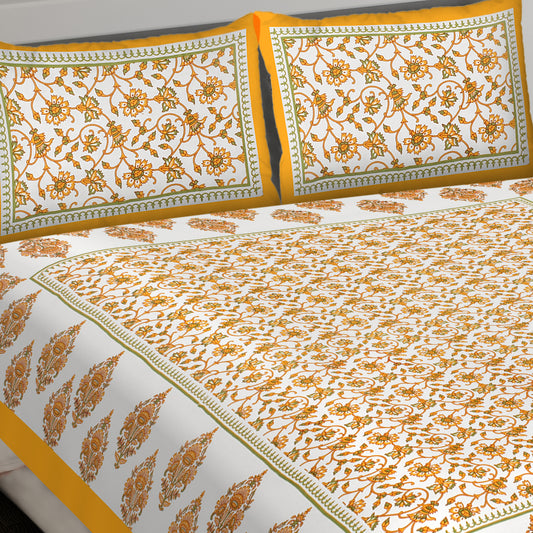 Floral Motif King Size 100% Cotton Bedsheets