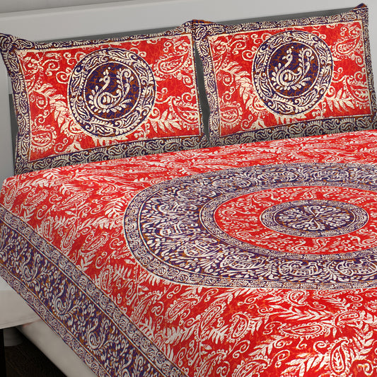 Two Tone Peacock King Size 100% Cotton Bedsheets