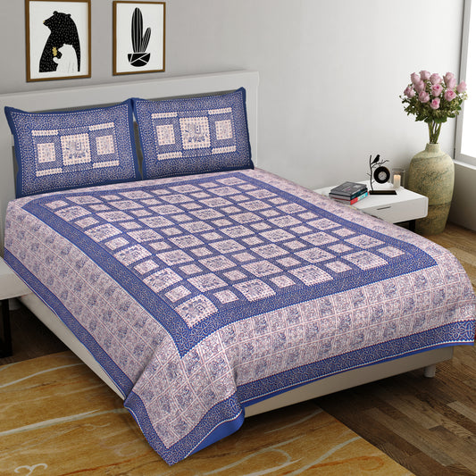 Elephant Block King Size 100% Cotton Bedsheets