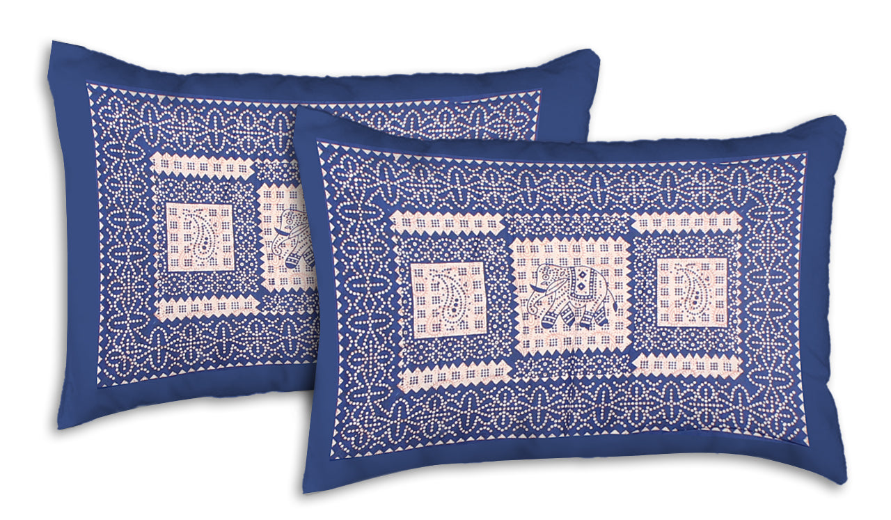 Elephant Block King Size 100% Cotton Bedsheets