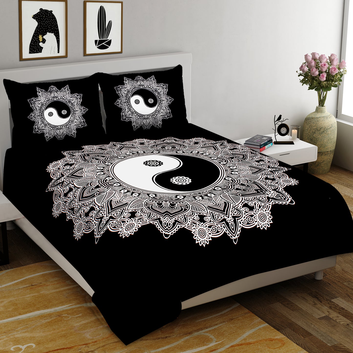 Black & White King Size 100% Cotton Bedsheets
