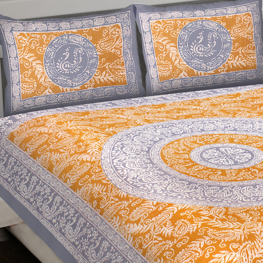 Two Tone Peacock King Size 100% Cotton Bedsheets