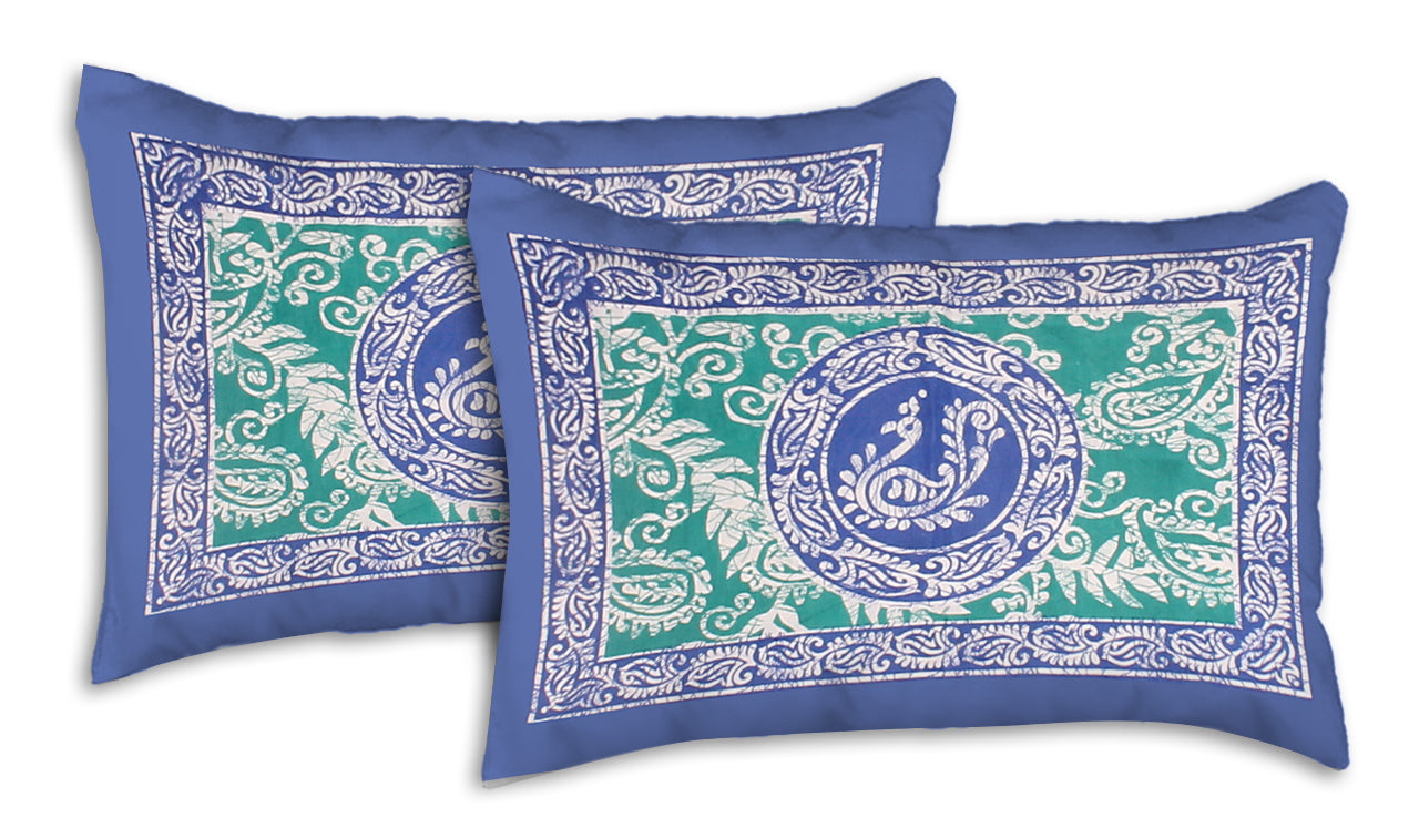 Two Tone Peacock King Size 100% Cotton Bedsheets
