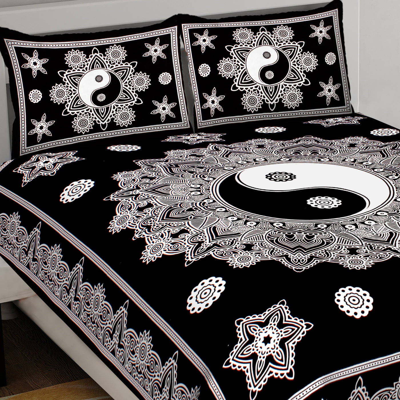 Black & White King Size 100% Cotton Bedsheets