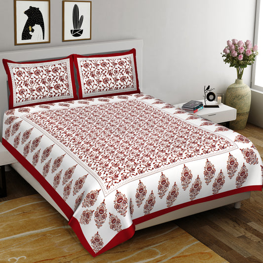 Floral Motif King Size 100% Cotton Bedsheets