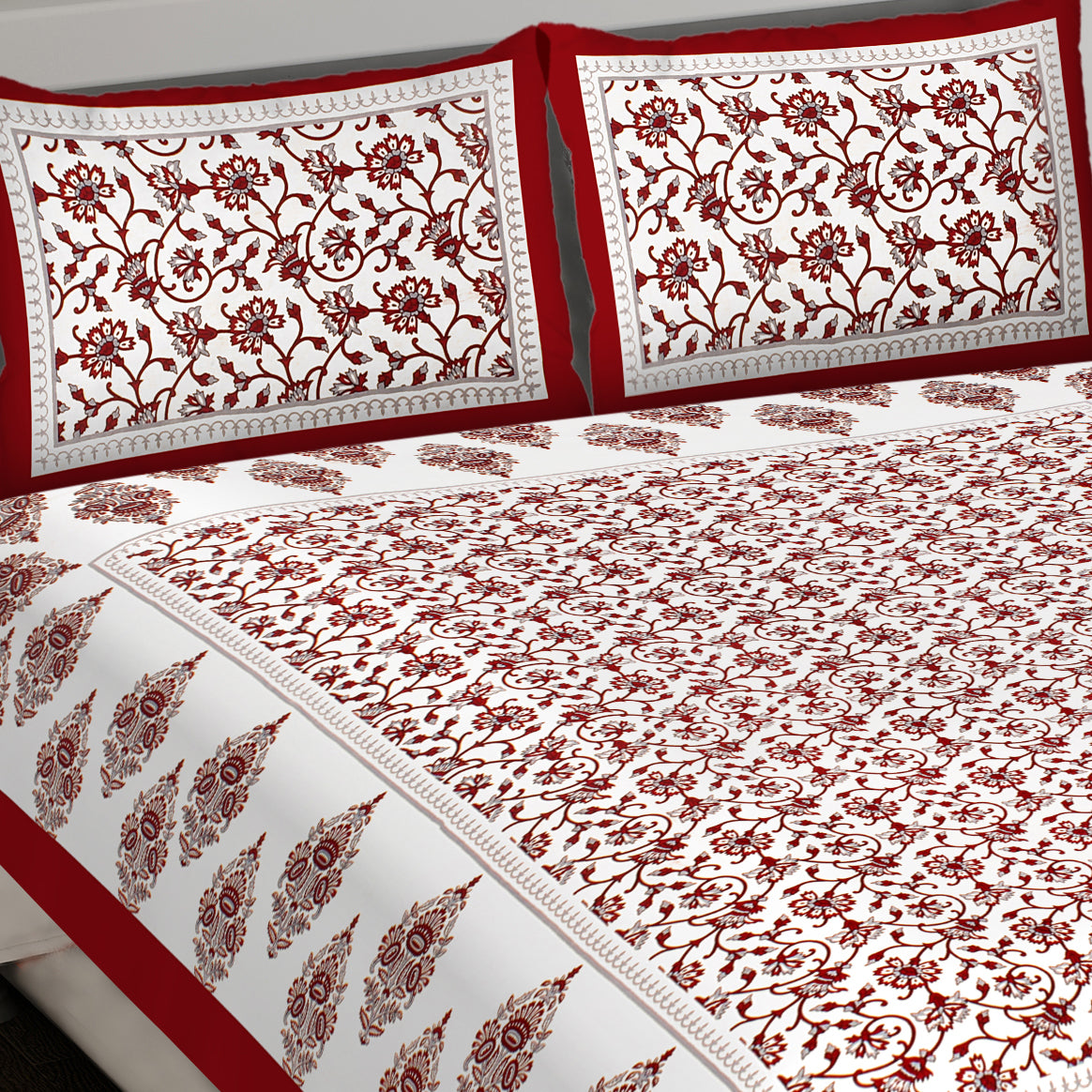 Floral Motif King Size 100% Cotton Bedsheets