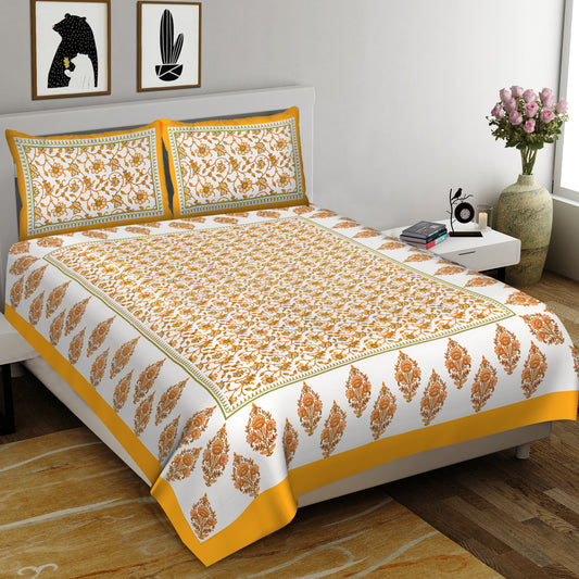 Floral Motif King Size 100% Cotton Bedsheets