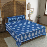 Parachute Buta Blue King Size 100% Cotton Bedsheets