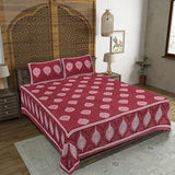 Parachute Buta Maroon King Size 100% Cotton Bedsheets