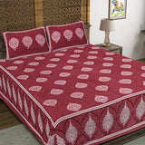 Parachute Buta Maroon King Size 100% Cotton Bedsheets