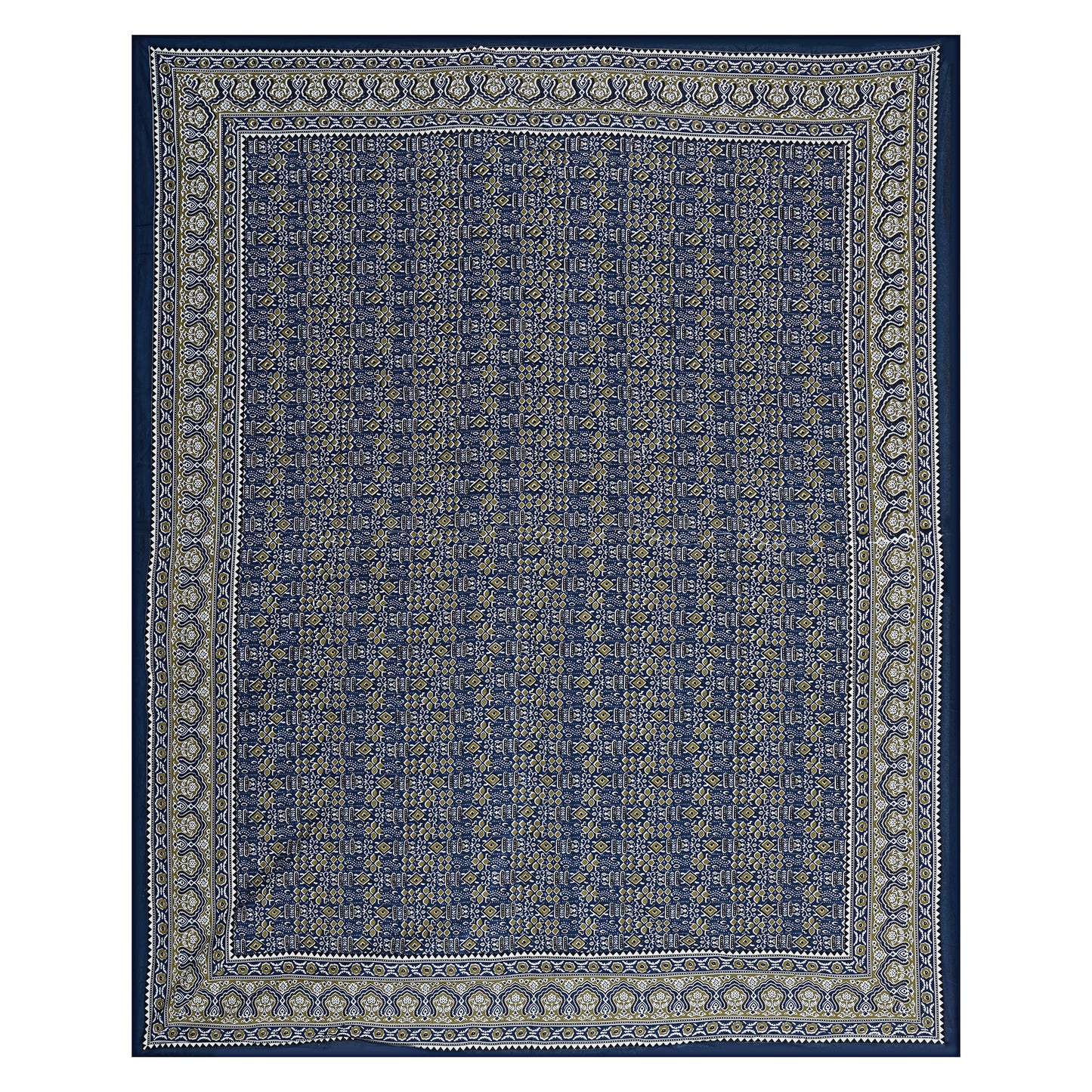 Beyond Ajrakh Blue King Size 100% Cotton Bedsheets