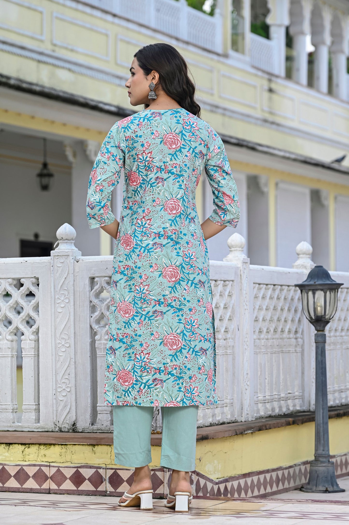 Jaipuri Printed Floral Pure Cotton Readymade Kurta & Pant Set