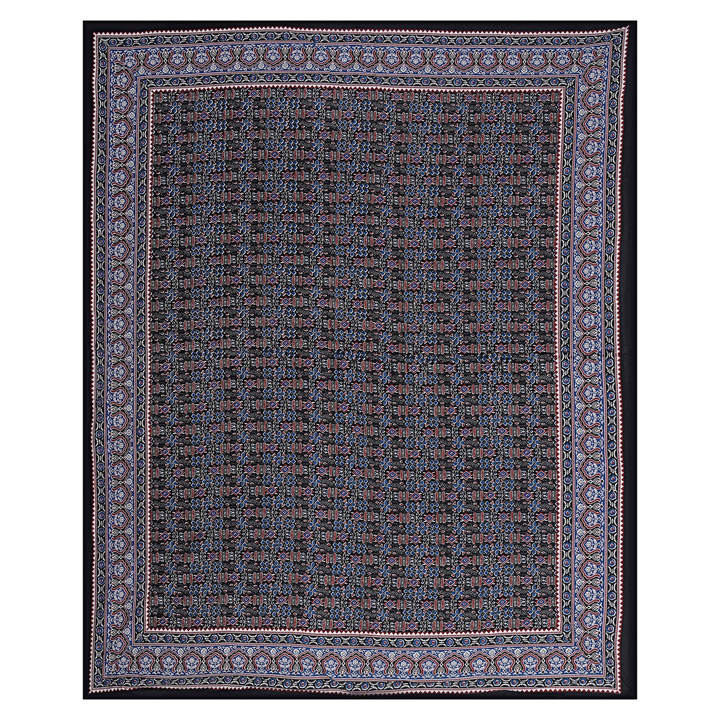Beyond Ajrakh Black King Size 100% Cotton Bedsheets