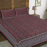 Beyond Ajrakh Wine King Size 100% Cotton Bedsheets