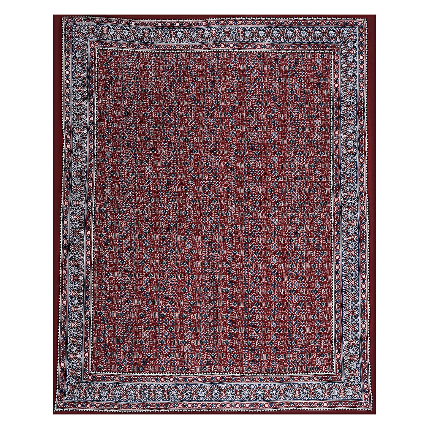 Beyond Ajrakh Wine King Size 100% Cotton Bedsheets