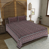 Beyond Ajrakh Maroon King Size 100% Cotton Bedsheets