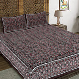 Beyond Ajrakh Maroon King Size 100% Cotton Bedsheets