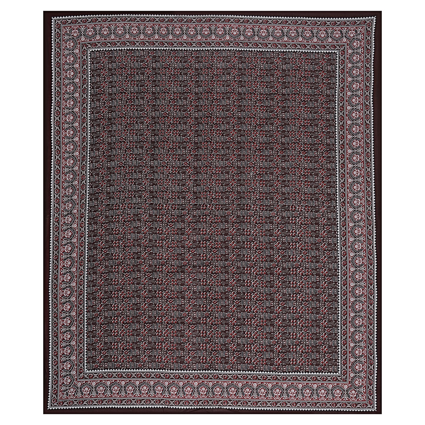 Beyond Ajrakh Maroon King Size 100% Cotton Bedsheets