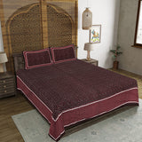 Ajrakh Redefined Maroon King Size 100% Cotton Bedsheets