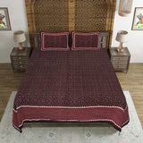 Ajrakh Redefined Maroon King Size 100% Cotton Bedsheets