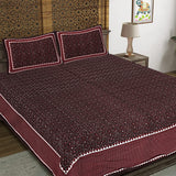 Ajrakh Redefined Maroon King Size 100% Cotton Bedsheets