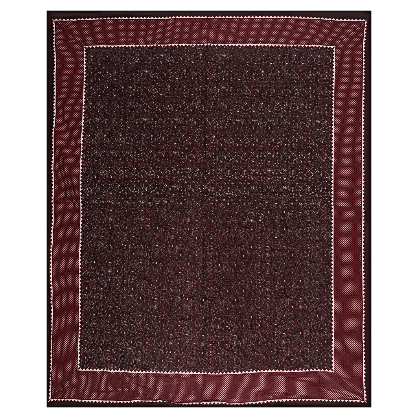 Ajrakh Redefined Maroon King Size 100% Cotton Bedsheets