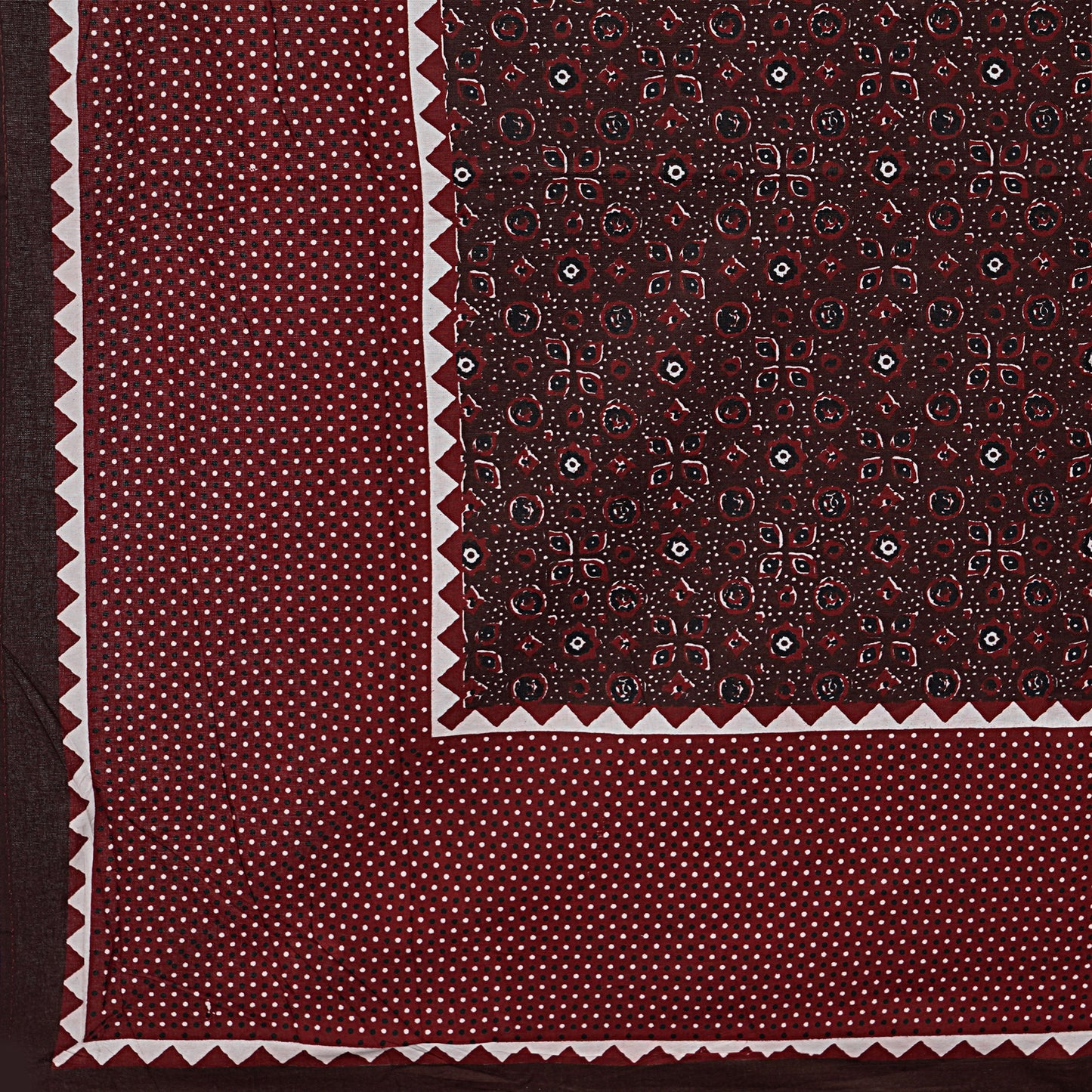 Ajrakh Redefined Maroon King Size 100% Cotton Bedsheets