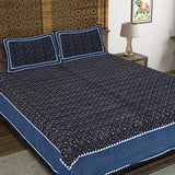 Ajrakh Redefined Black King Size 100% Cotton Bedsheets