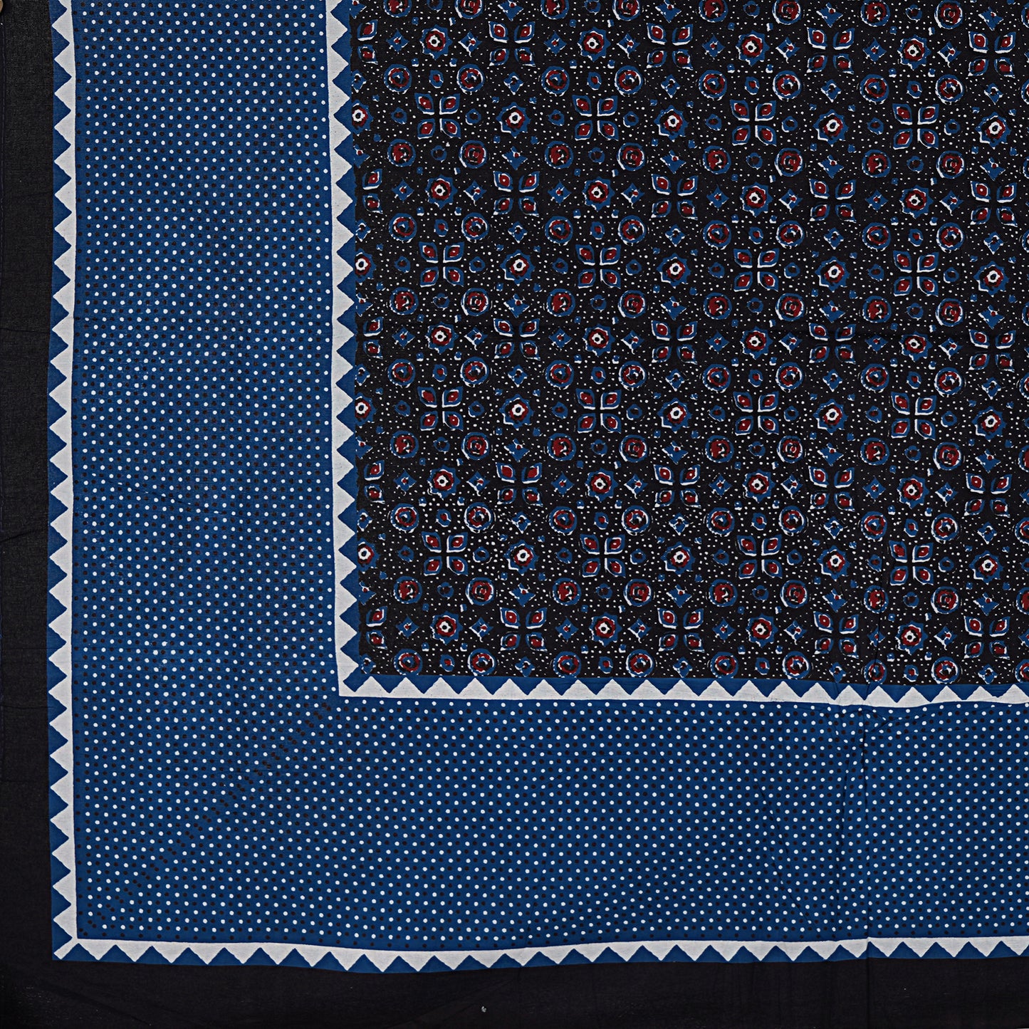 Ajrakh Redefined Black King Size 100% Cotton Bedsheets