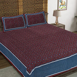 Ajrakh Redefined Wine King Size 100% Cotton Bedsheets