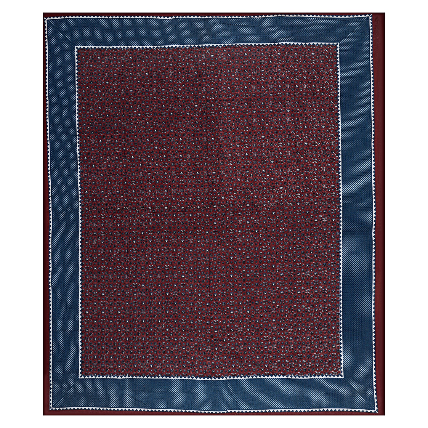Ajrakh Redefined Wine King Size 100% Cotton Bedsheets