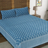 Blossom Butti Skyblue King Size 100% Cotton Bedsheets