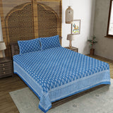 Blossom Butti Electric Blue King Size 100% Cotton Bedsheets