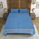 Blossom Butti Electric Blue King Size 100% Cotton Bedsheets