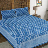 Blossom Butti Electric Blue King Size 100% Cotton Bedsheets