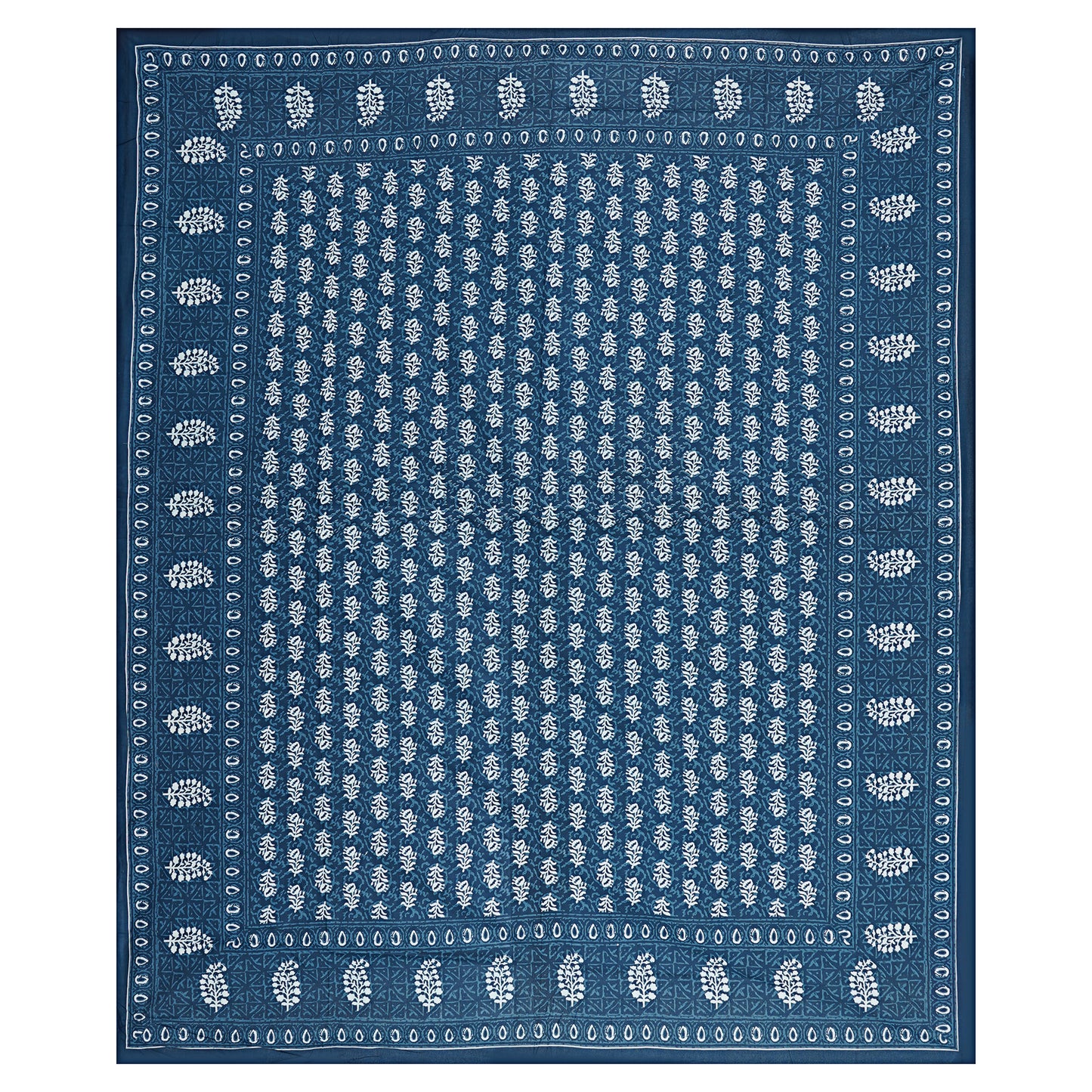 Floral Buti Blue King Size 100% Cotton Bedsheets