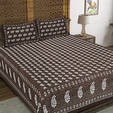 Floral Buti Brown King Size 100% Cotton Bedsheets