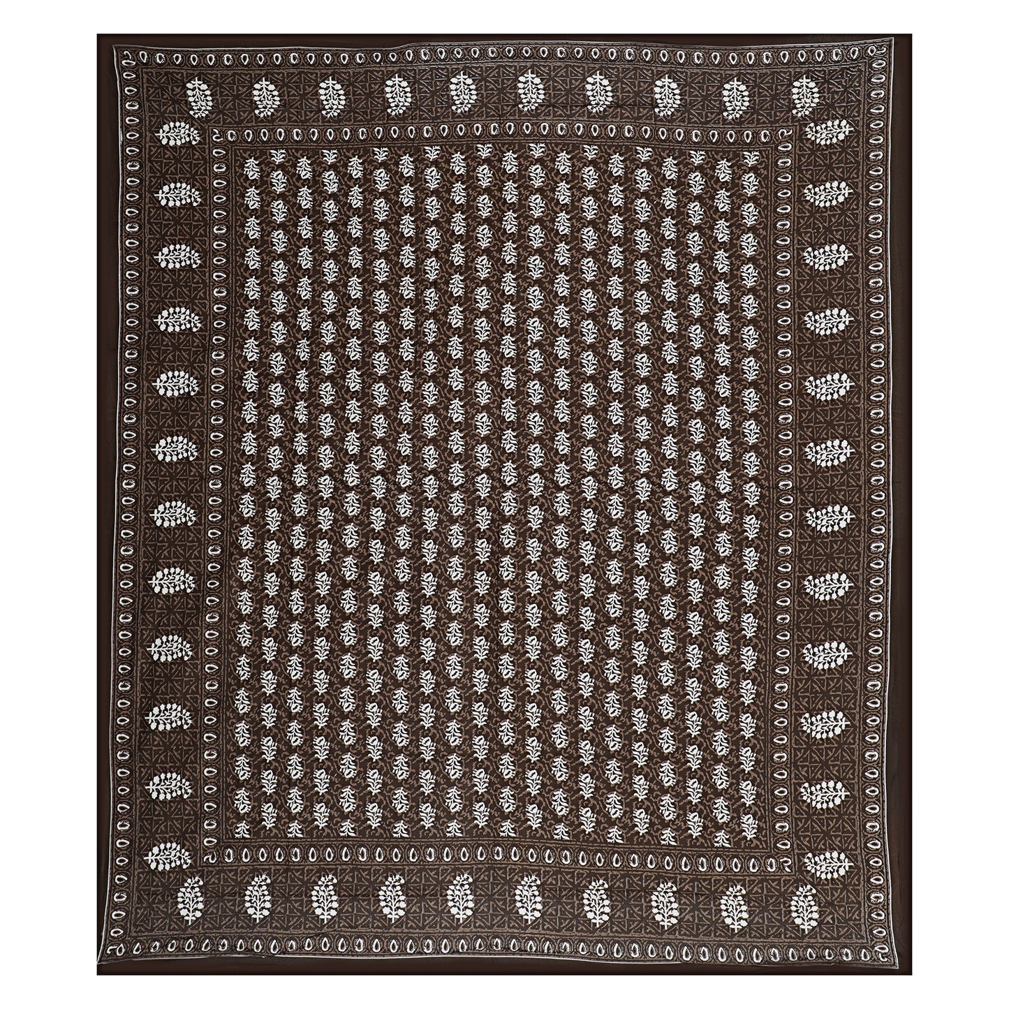 Floral Buti Brown King Size 100% Cotton Bedsheets