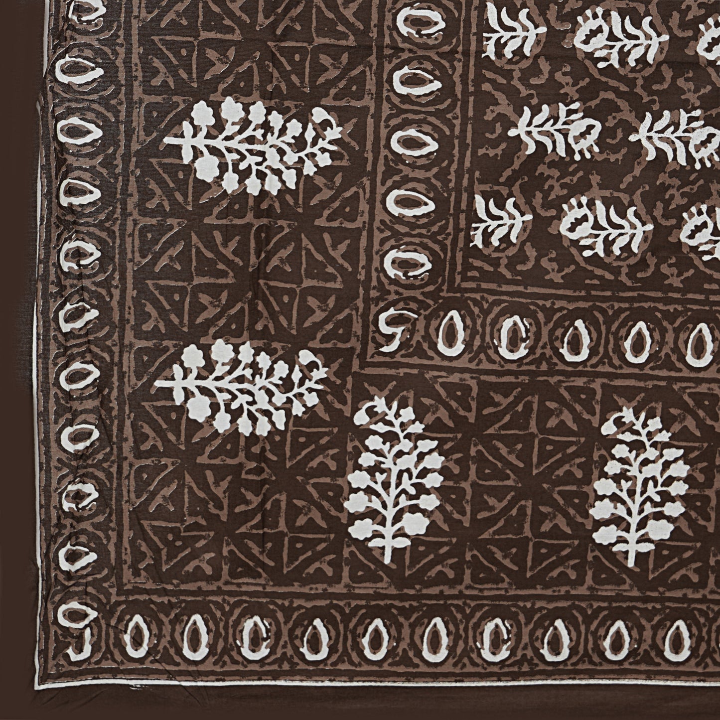Floral Buti Brown King Size 100% Cotton Bedsheets