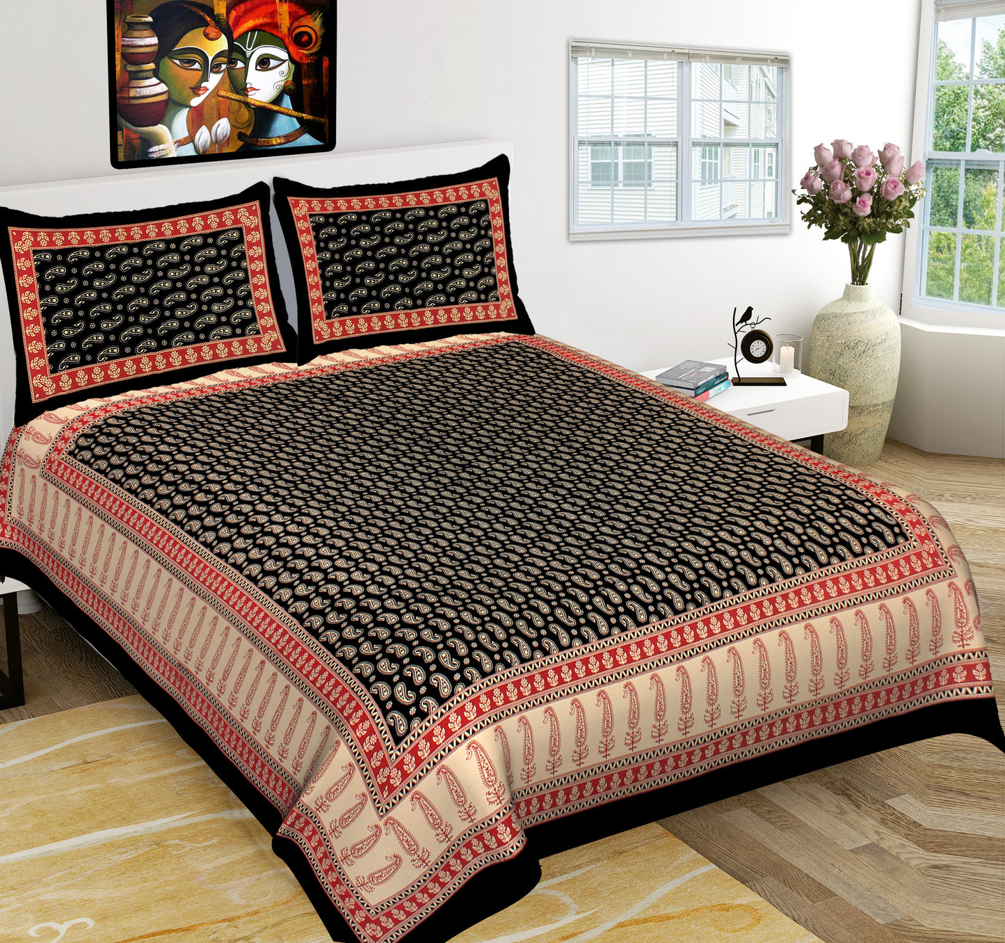 Small Paisley King Size 100% Cotton Bedsheets