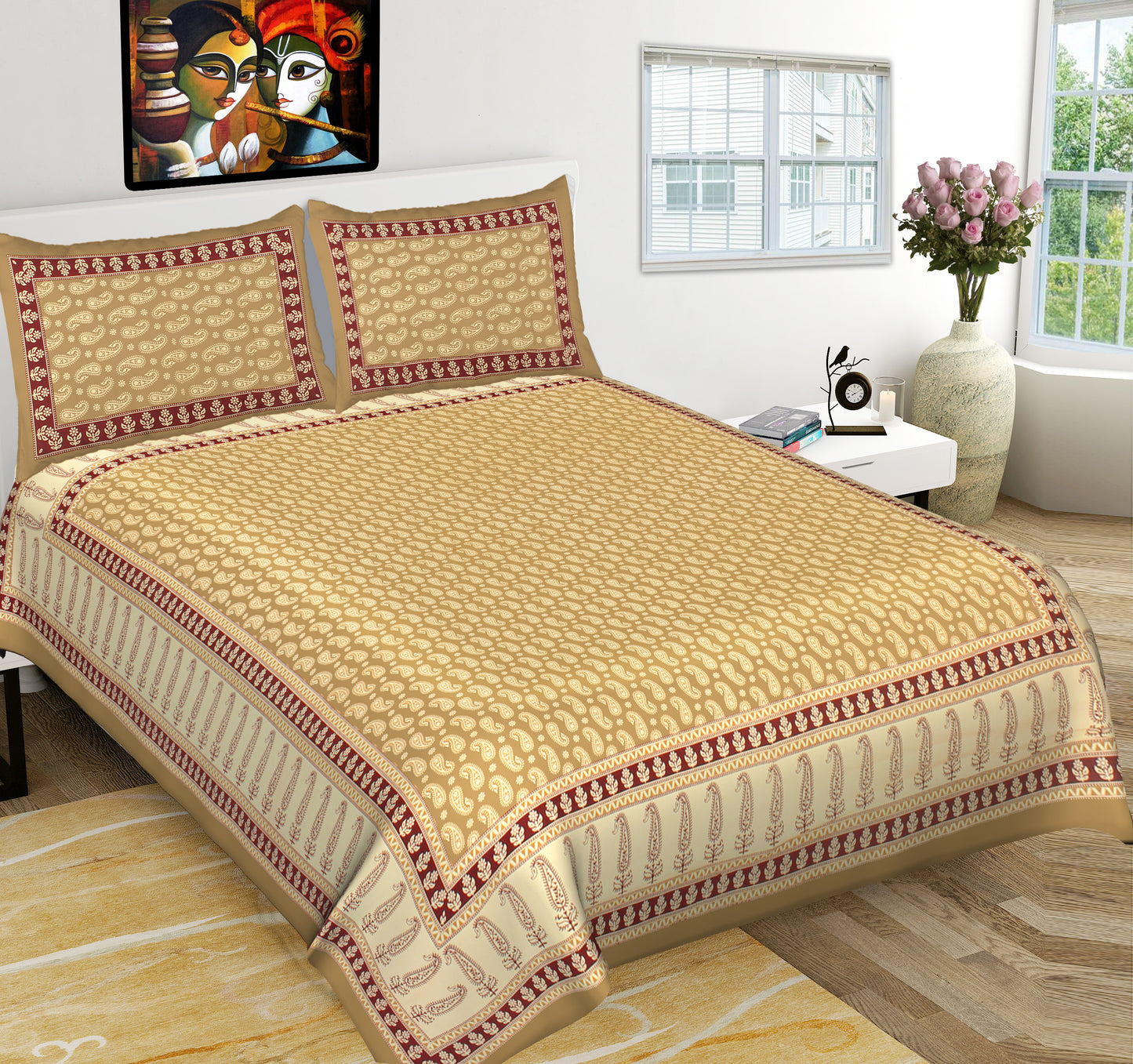 Small Paisley King Size 100% Cotton Bedsheets