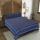 Paisley Jaal Blue King Size 100% Cotton Bedsheets