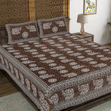 Elephant on Wheels Brown King Size 100% Cotton Bedsheets