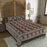 Elephant on Wheels Brown King Size 100% Cotton Bedsheets