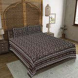 Paisley Jaal Brown King Size 100% Cotton Bedsheets