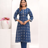 Indigo Blue Hand Block Printed Suit Set