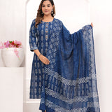 Indigo Blue Hand Block Printed Suit Set