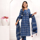 Indigo Blue Hand Block Printed Suit Set